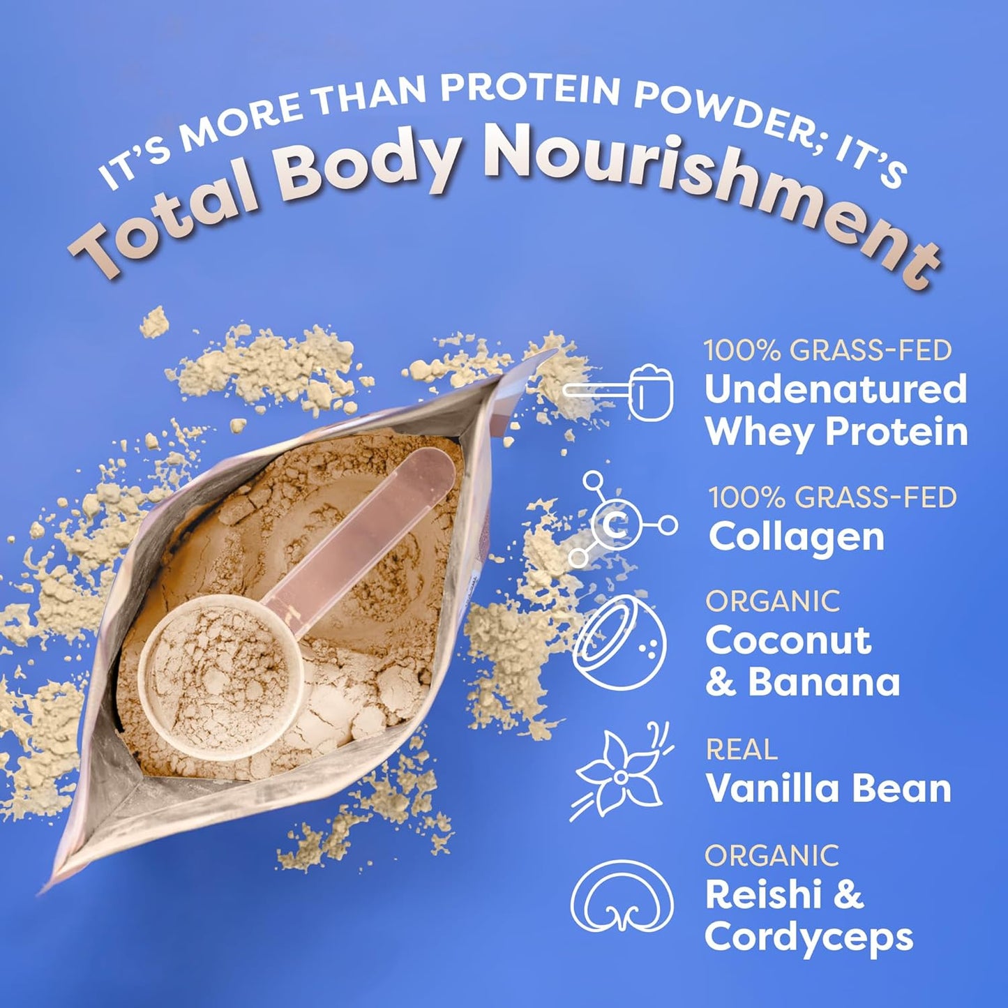 Protein Powder Smoothie, Vanilla - 100% Grass-Fed Whey Protein Smoothie with Collagen (25G of Protein) - Gluten Free & No Added Sugars (29.84 Oz)