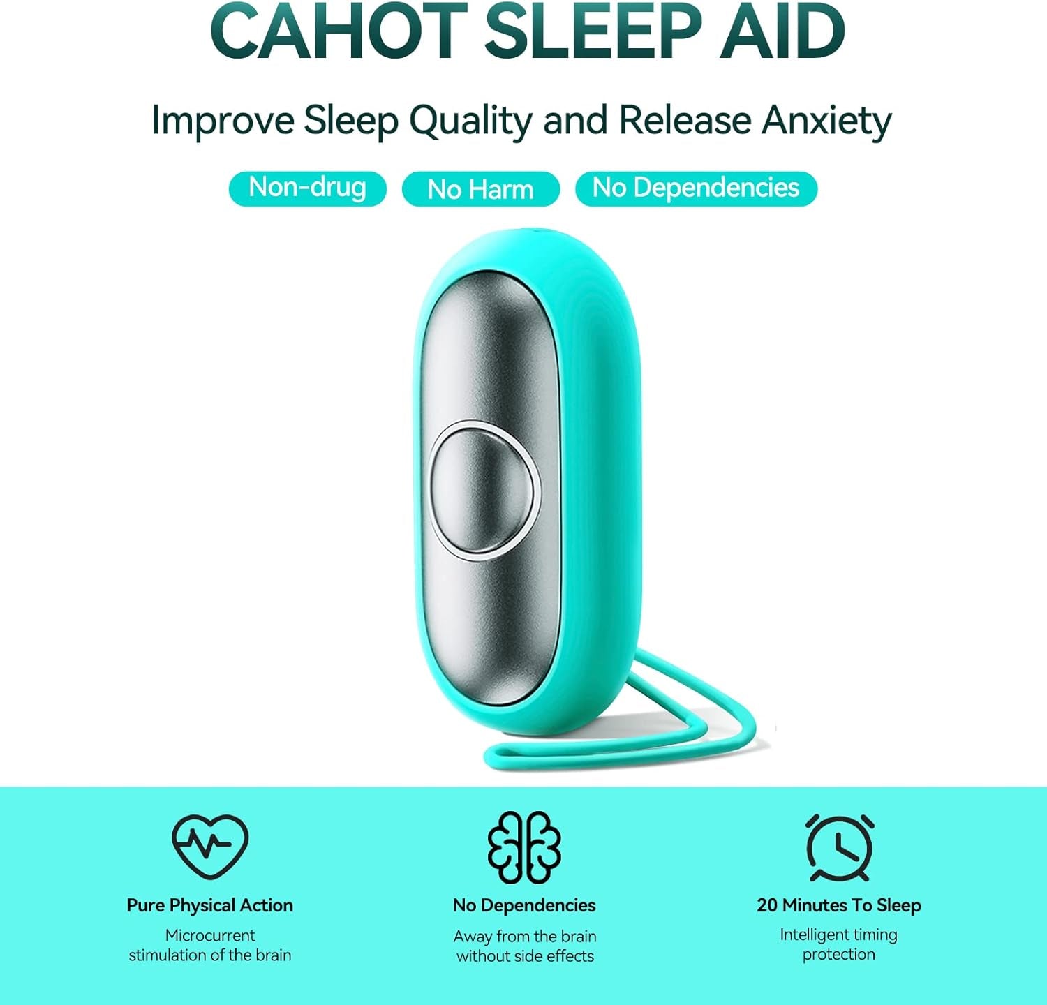 Portable Rechargeable Sleep Aid Device - Micro-Current Calm Carry for Anxiety and Insomnia (Green)